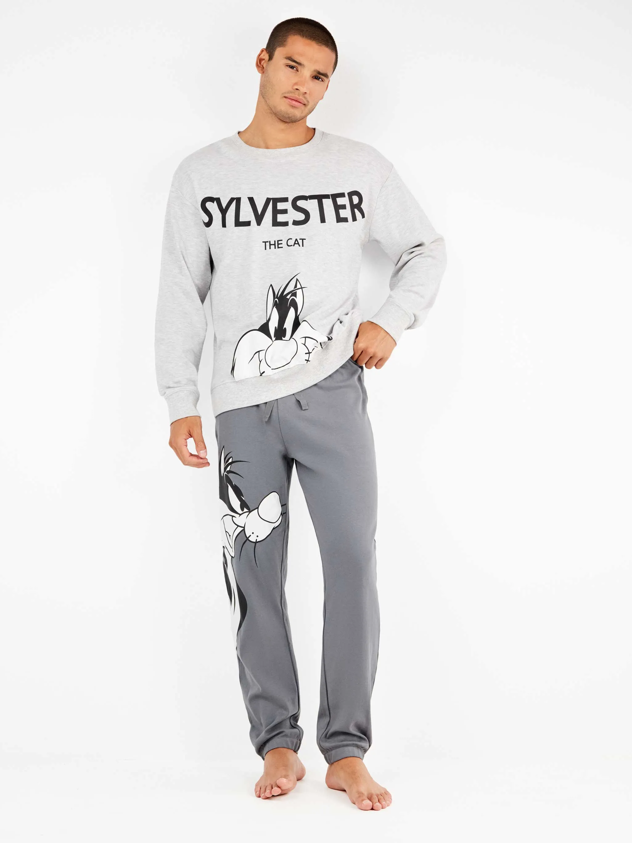 Pijama largo hombre Sylvester en punto de algodón
