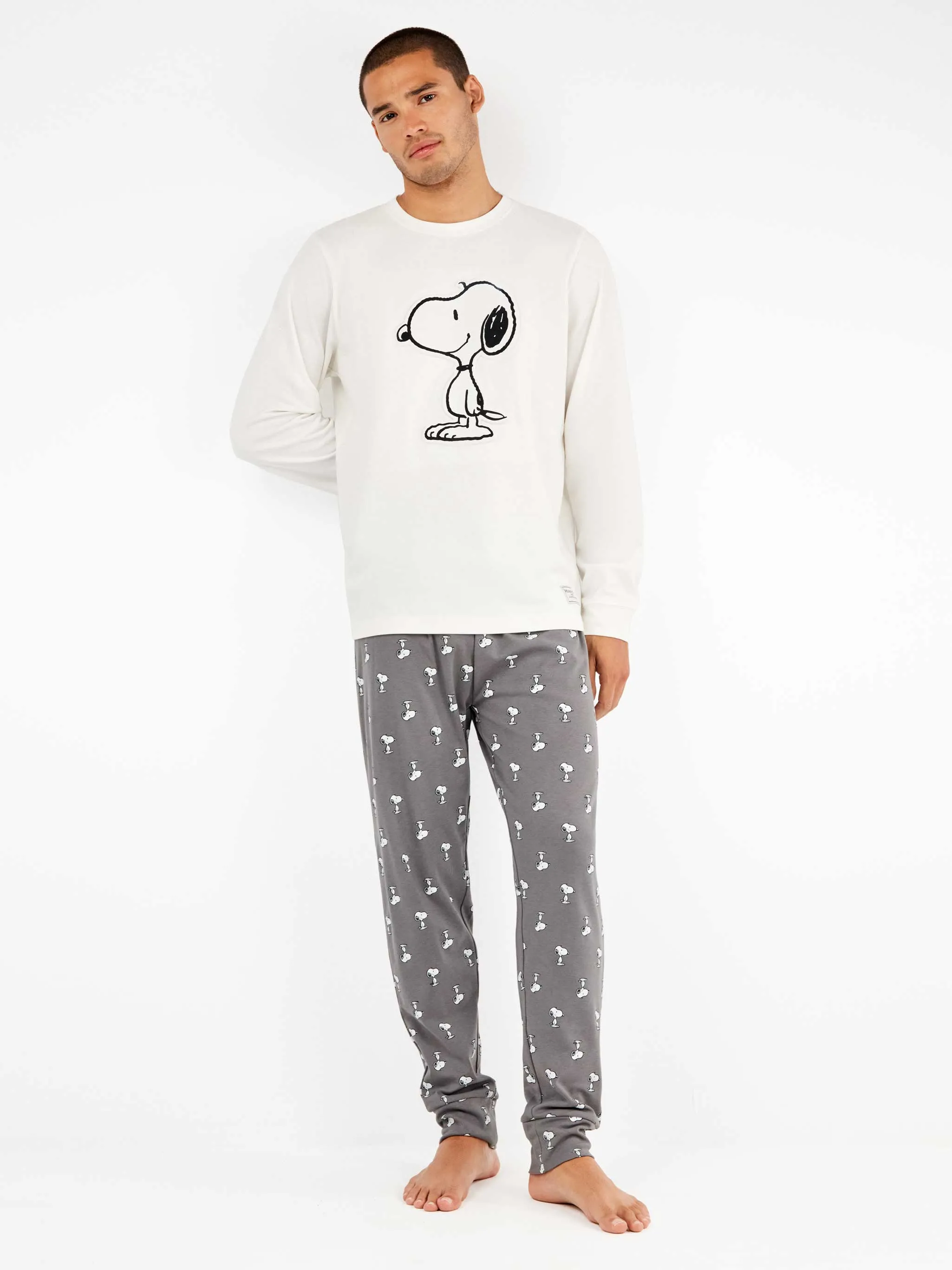 Pijama largo de hombre de Snoopy en tejido punto con algodón