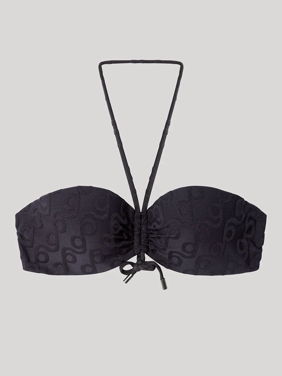 Top bikini bandeau desmontable con aro en jacquard geométrico - Image 7