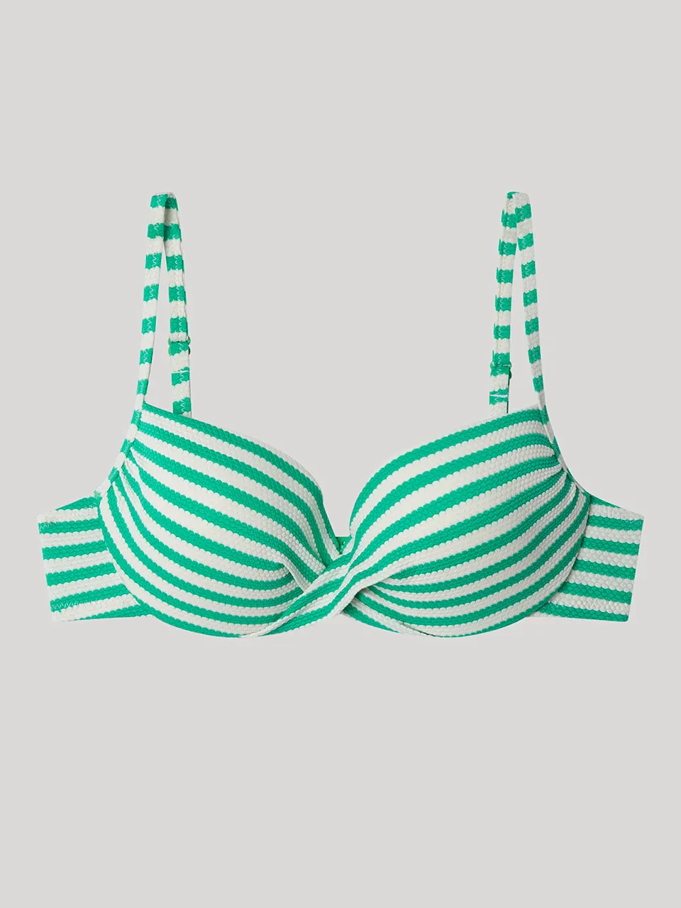 Top bikini con aro, foam, cruce en escote estampado de rayas - Image 6