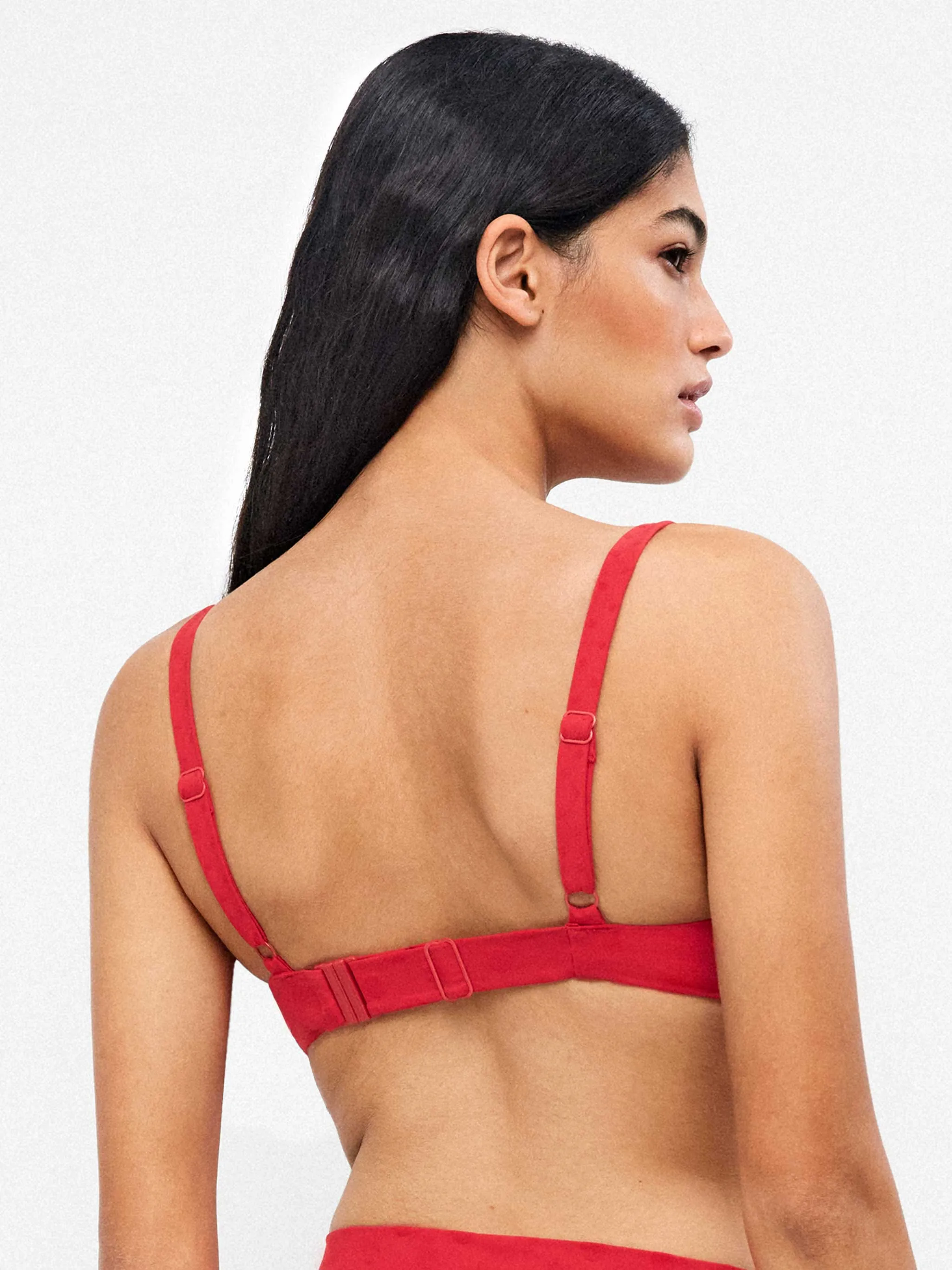 Top bikini aro, foam y espalda regulable, en jacquard de lunares - Image 4