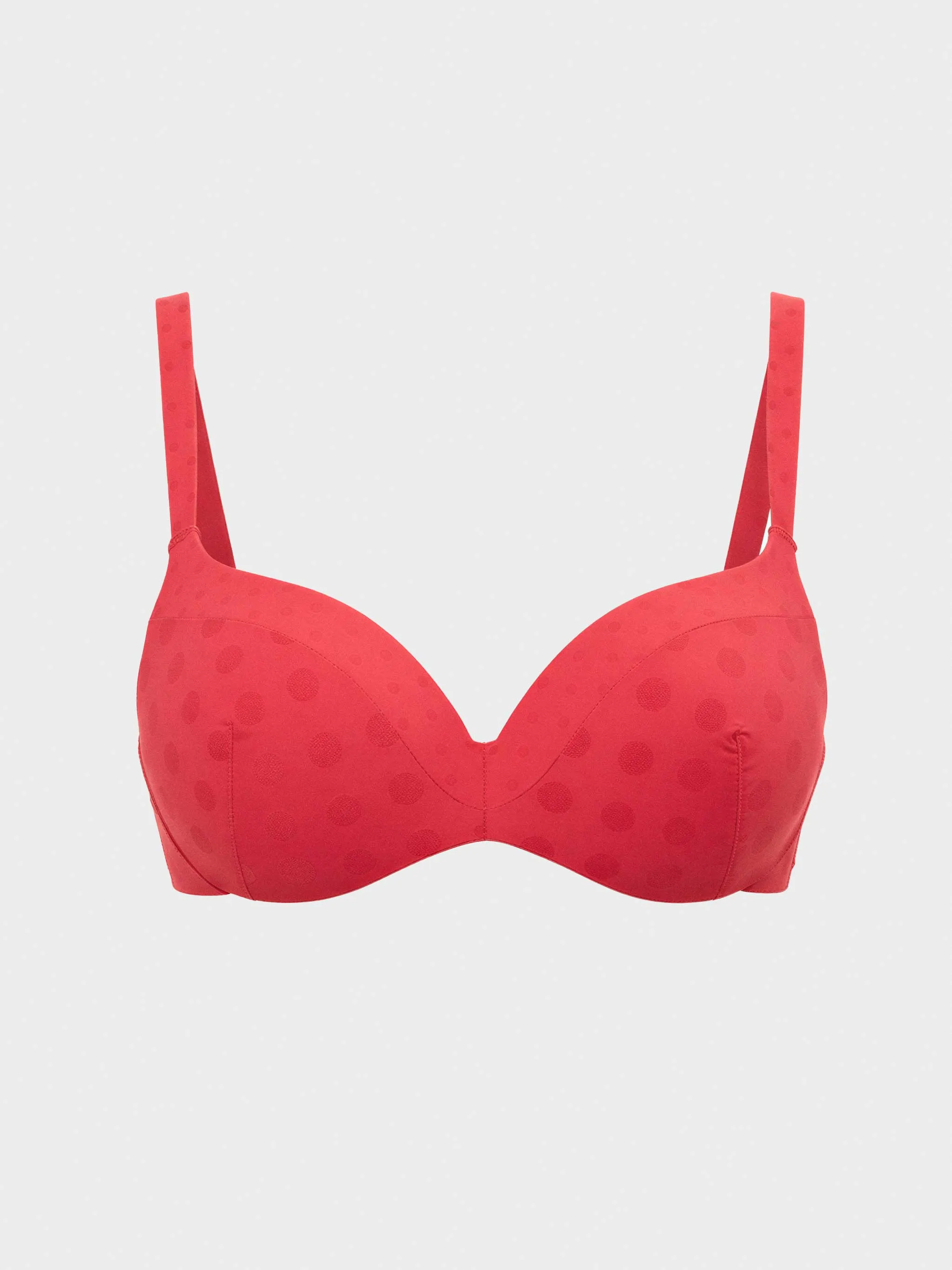 Top bikini aro, foam y espalda regulable, en jacquard de lunares - Image 7
